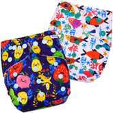 Washable & Reusable Baby Cloth Diaper With Adjustable Size Button (Set of 2)